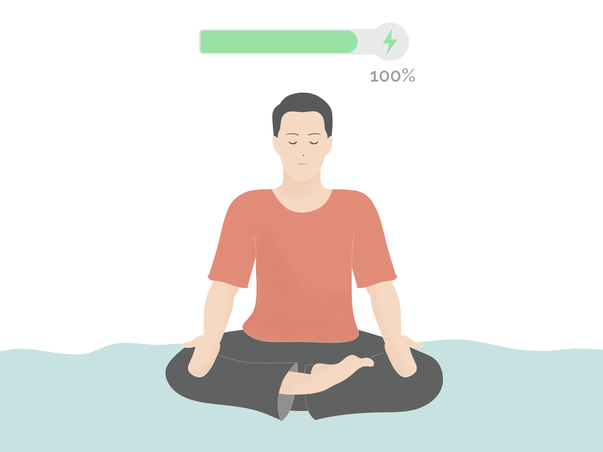 Man meditating & recharging to full energy